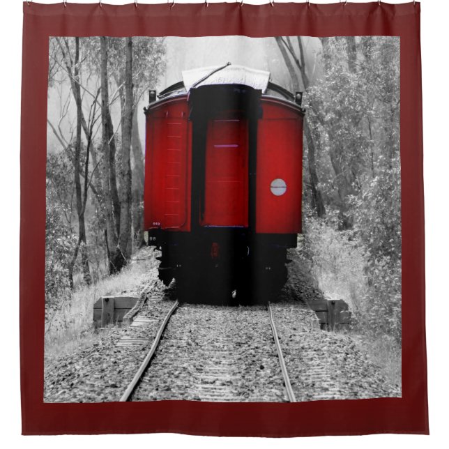 Cortina Para Box Pouco Caboose vermelho do trem (Frente)