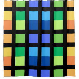 Cortina Para Box Praças Mínimas Azul Amarelo Verde