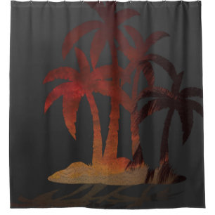 Cortina Para Box Praia Palm Trees Sunset