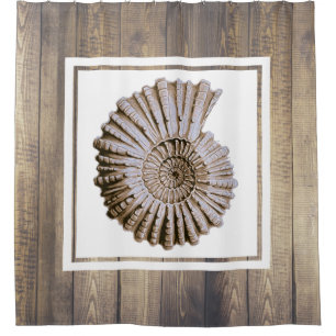Cortina Para Box Pranchas espirais litorais rústicas do Seashell &
