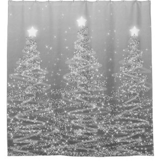 Cortina Para Box Prata de Árvores de Natal Elegante 