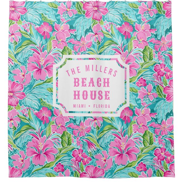 Cortina Para Box Preppy Hibiscus | Beach House (Frente)