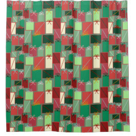 Cortina Para Box Presentes de Natal com fitas e Arcos