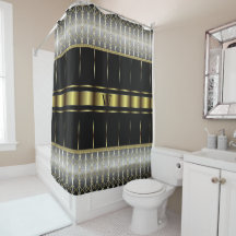 Preto Chic E Geométrico Dourado Monograma