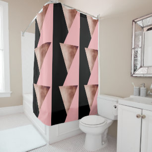 Cortina Para Box preto cor-de-rosa geométrico moderno elegante do