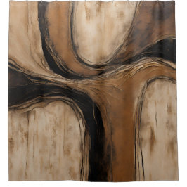 Cortina Para Box Preto Dourado Bege Floral Abstrato