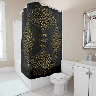 Cortina Para Box Preto e Dourado com mensagem personalizada