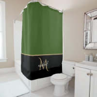 Preto | Luxo elegante de monograma verde e Dourado