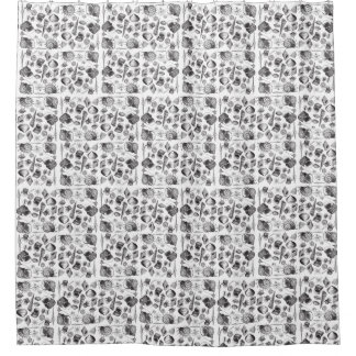 Cortina Para Box Preto náutico no padrão de Shell Branco 