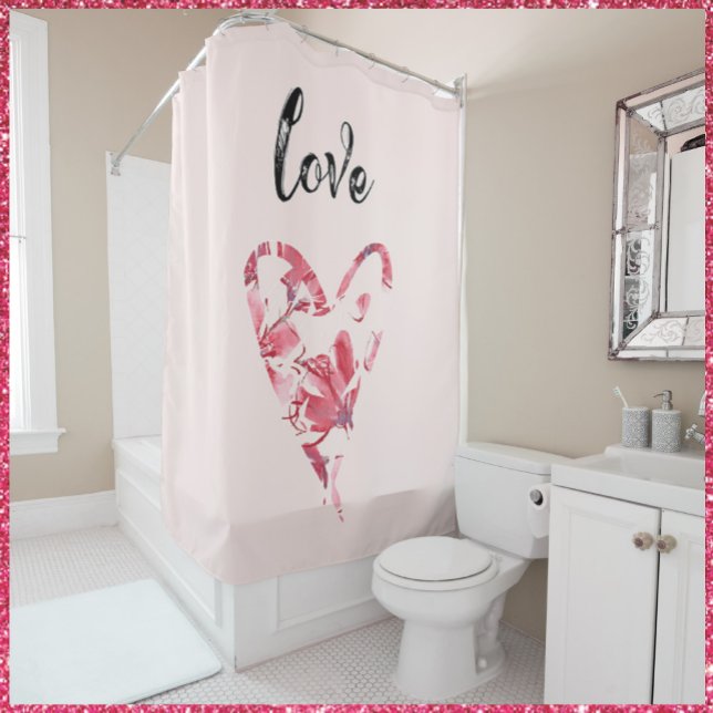 Cortina Para Box Pretty Pink Floral Heart (Bookmark my store! https://www.zazzle.com/store/capricepetit)