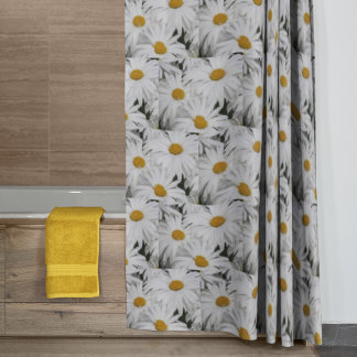 Cortina Para Box Pretty White Daisies Floral Pattern
