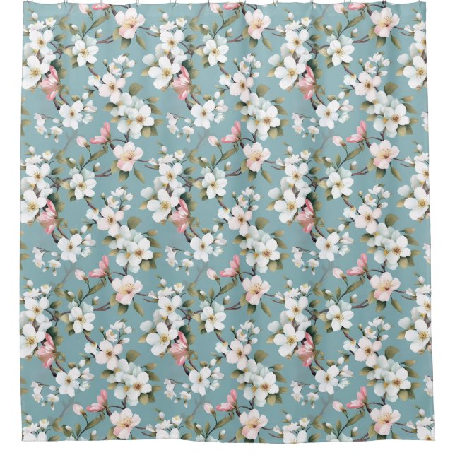 Cortina Para Box Primavera azul botânico (Frente)