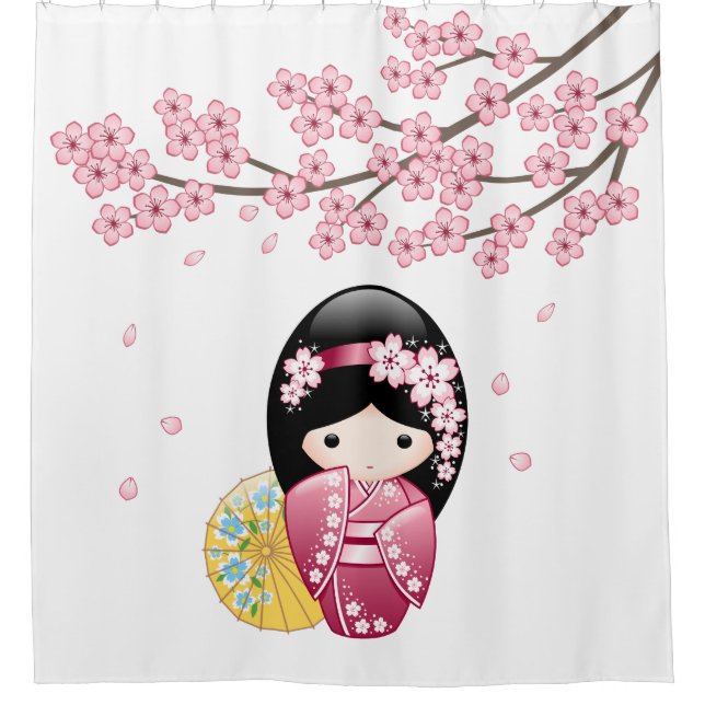 Cortina Para Box Primavera Kokeshi Doll Cute Geisha Girl (Frente)