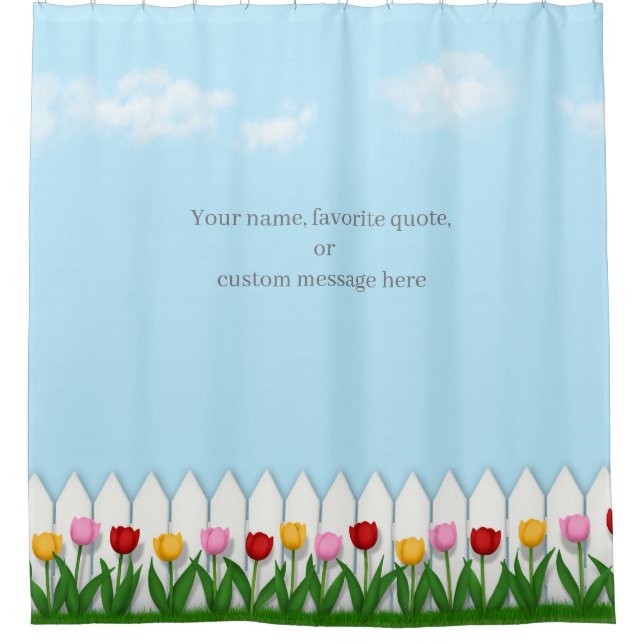 Cortina Para Box Primavera Tulipas White Picket Fence Personalizáve (Frente)