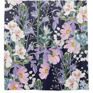 Cortina Para Box Primavera Wildflower: Dark Blue Vintage.