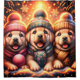 Cortina Para Box Primeira queda de neve dos laboratórios amarelos -