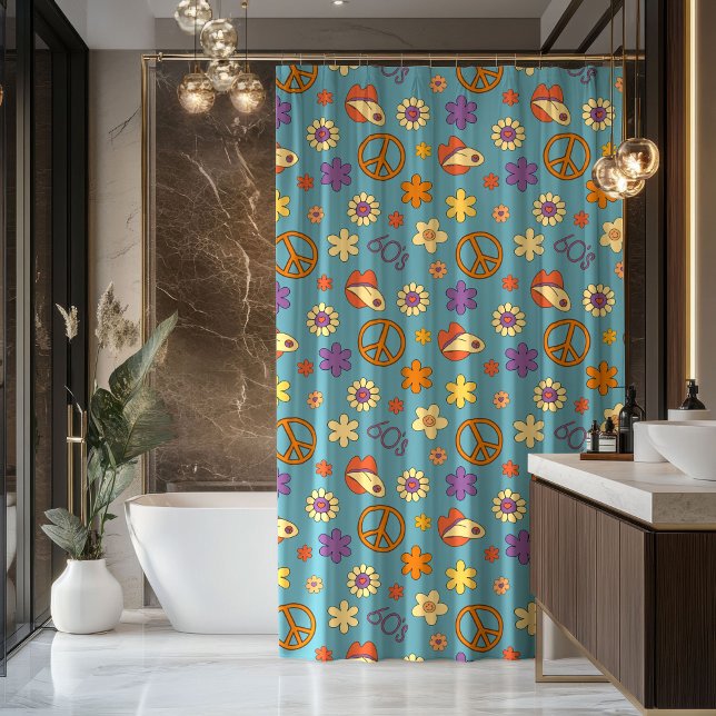 Cortina Para Box Psychedelic Shower Curtain Retro Pastel Mood (Psychedelic Shower Curtain Retro Pastel Mood)