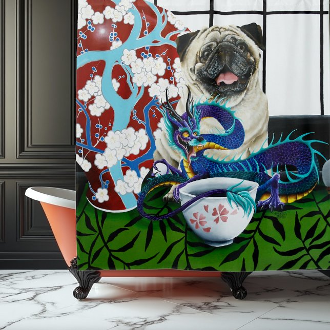 Cortina Para Box Pug Dog Chinese Dragon (Criador carregado)