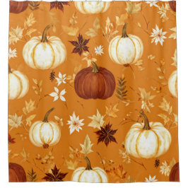 Cortina Para Box Pumpkin Castanho Floral outono e Padrões de Queda