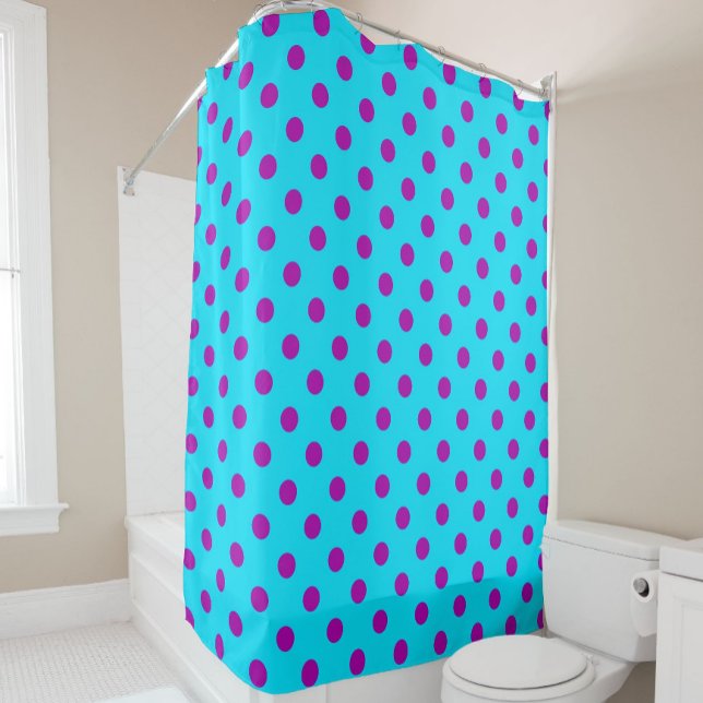 Cortina Para Box Purple On Blue Polka Dots Pattern Design (Criador carregado)