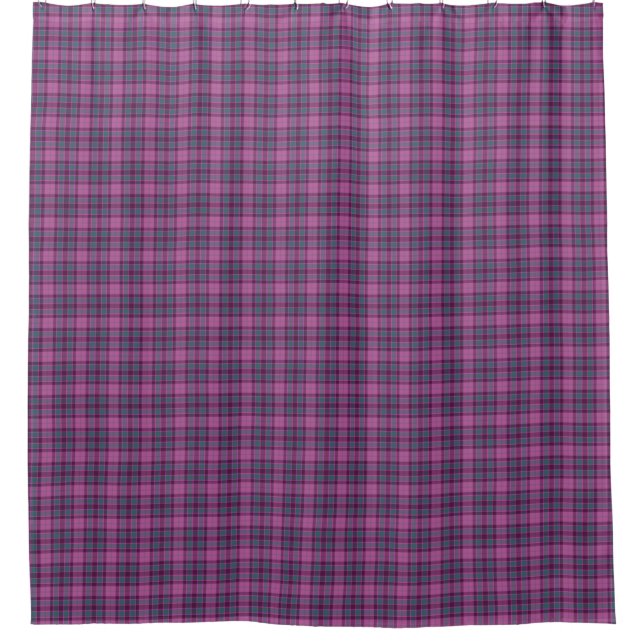 Cortina Para Box Purple Pink Teal Tartan Plaid Shower Curtain (Frente)