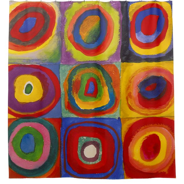 Cortina Para Box Quadrados com Círculos Concêntricos | Kandinsky | (Frente)