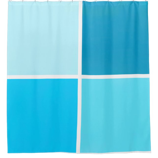 Cortina Para Box Quadrados de bolhas azuis (Frente)