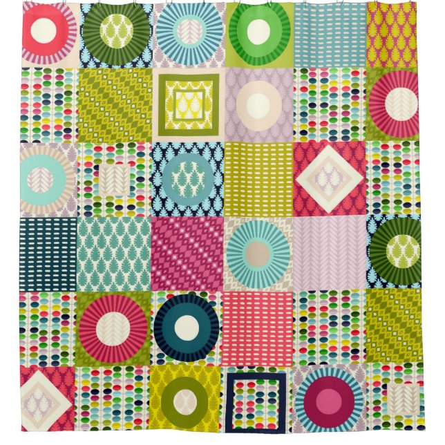 Cortina Para Box quadrados de folha (Frente)