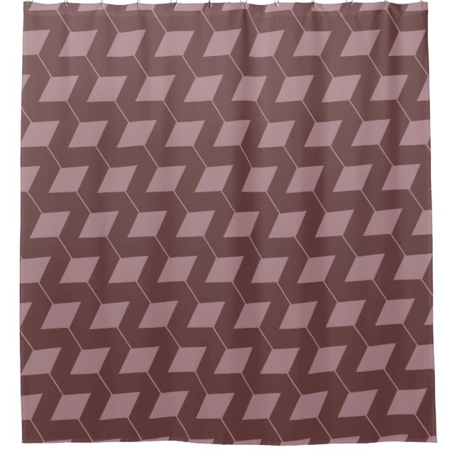 Cortina Para Box Quadrados Geométricos/Rosa Posta (Frente)