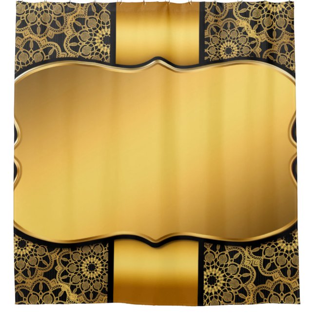 Cortina Para Box Quadro dourado da imagem de fundo (Frente)