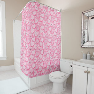 Cortina Para Box Quarto-de-banho das Meninas, Corações Rosa, Bonito