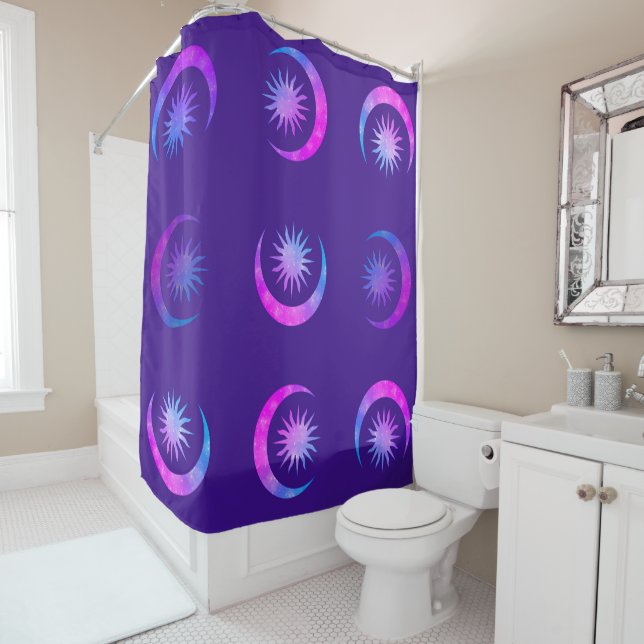 Cortina Para Box Quarto Zen Violeta Índigo Roxo Lua & Sol (In Situ)