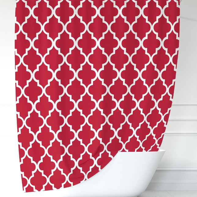 Cortina Para Box Quatrefoil de Marrocos vermelho e branco (Criador carregado)