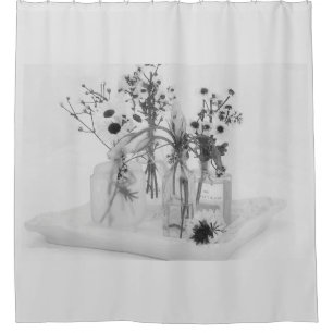 Cortina Para Box Quatro Frascos E Flores Brancas