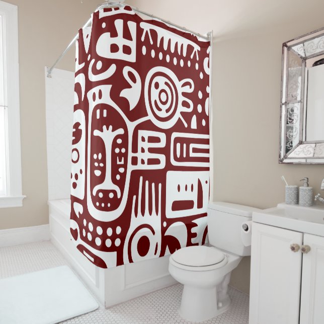 Cortina Para Box Rabiscos vermelhos e brancos escuros 2 de 4 (In Situ)