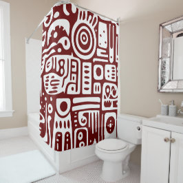 Cortina Para Box Rabiscos vermelhos e brancos escuros 3 de 4