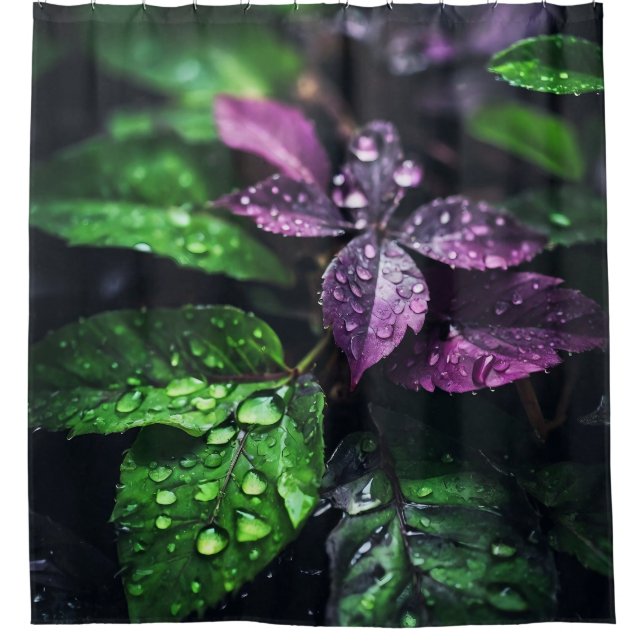 Cortina Para Box "Raindrop Symphony: Folhas Vibrantes" (Frente)