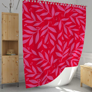 Cortina Para Box ramos bonito - rosa e vermelho