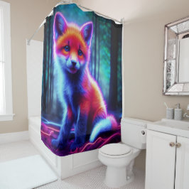 Cortina Para Box Raposa mística de neon em florestas encantadas bri