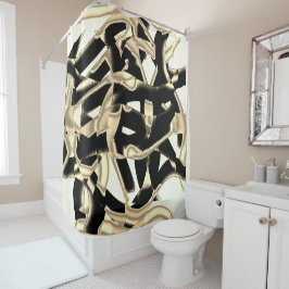 Cortina Para Box Raspas pretas e beges, fitas destruídas em cima da