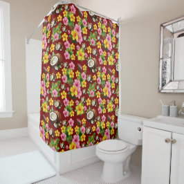 Cortina Para Box Red Floral Tropical
