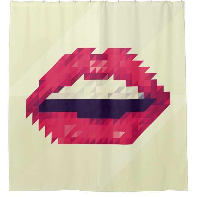 Cortina Para Box Red lips made of small triangles, pixelshipster,pi (Frente)