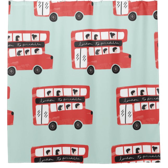 Cortina Para Box Red London Double Decker Bus Vint (Frente)