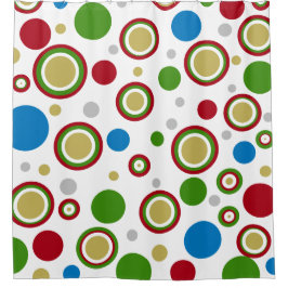 Cortina Para Box Red Silver Azul Geométrico Hora do Natal Dourado