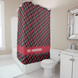 Cortina Para Box Red Tartan moderno rusticado personalizado