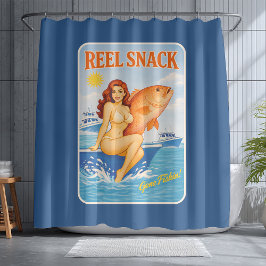 Cortina Para Box Reel Snack Funny Retro Pin-Up Red Snapper Fishing