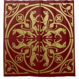 Cortina Para Box Renascença Medieval Arauto Leão Leopardo Metálico