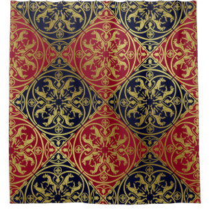 Cortina Para Box Renascença Medieval Arauto Leão Leopardo Metálico
