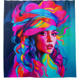 Cortina Para Box Retrato de Abstrato vibrante