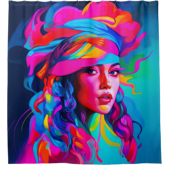 Cortina Para Box Retrato de Abstrato vibrante (Frente)